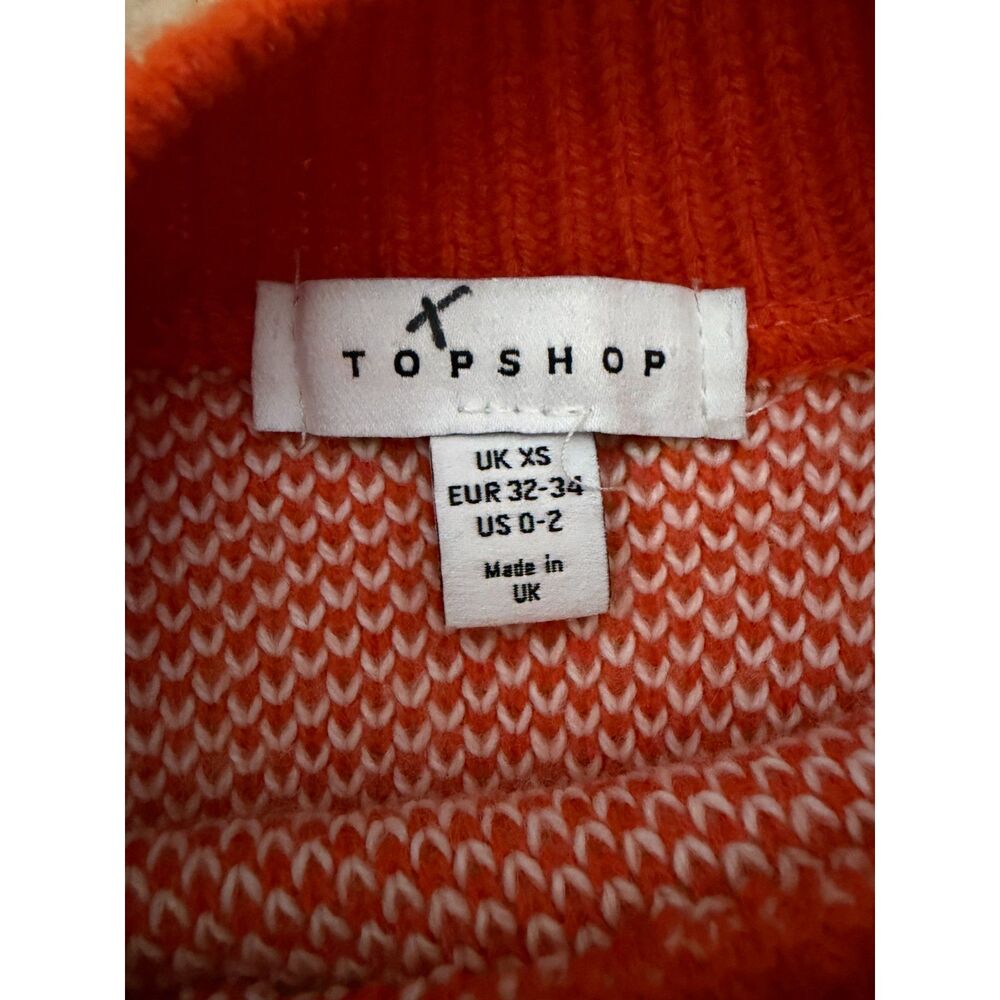 Topshop Orange and White Heart Sweater cropped longsleeve knit